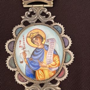 Vintage Silver Pendant with Saint Solomon Artwork
