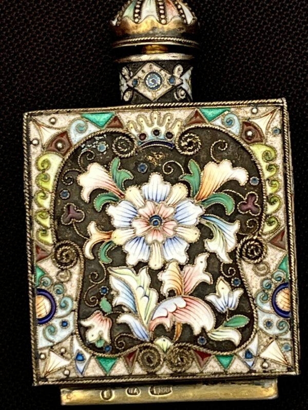 Exquisite Vintage Floral Enamel Perfume Bottle