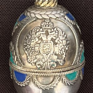 Exquisite Silver Egg with Gemstone Inlay
