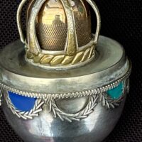 Exquisite Silver Egg with Gemstone Inlay - Image 2