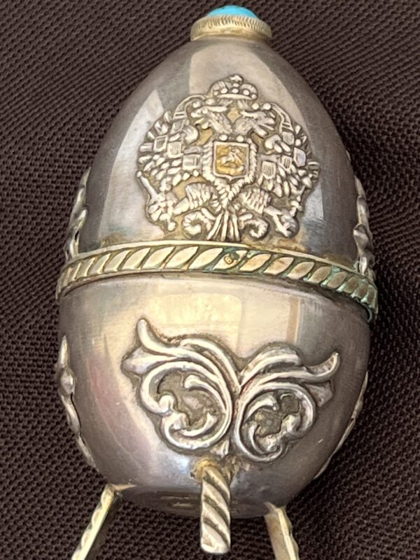 Vintage Decorative Silver Egg Trinket Box