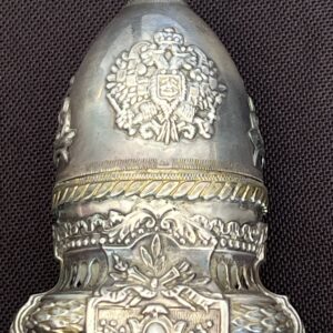 Vintage Silver Egg Shaped Ornament with Cross Top