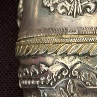 Vintage Silver Egg Shaped Ornament with Cross Top - Image 6