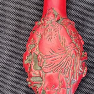 Exquisite Red Carved Snuff Bottle with Sage Design