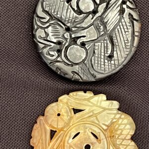 Exquisite Vintage Carved Stone Brooch Set